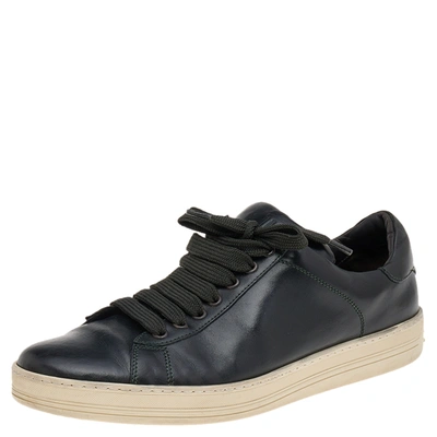 Pre-owned Tom Ford Black Leather Low Top Sneakers Size 42