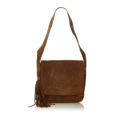 Chanel Shoulder Bag Brown Suede Leather 3037618