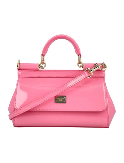 Shop Dolce & Gabbana Small Sicily Patent Bag In Pink
