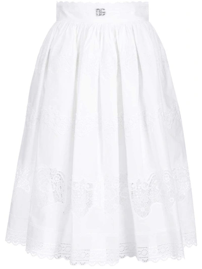 Shop Dolce & Gabbana White Other Materials Skirt