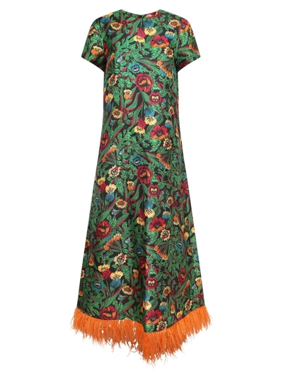Shop La Doublej Silk Midi Dress In Multicolor