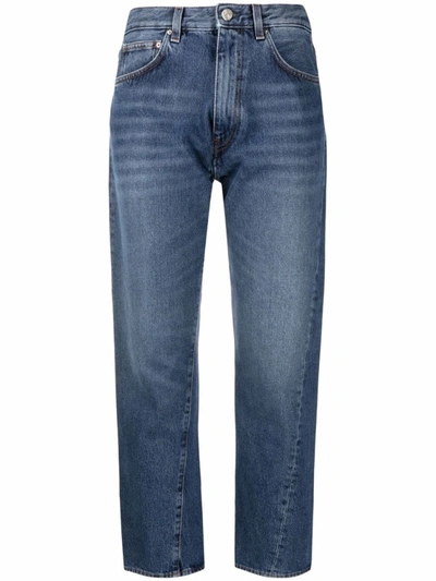 Shop Totême Washed Blue Straight-legged Cropped Jeans