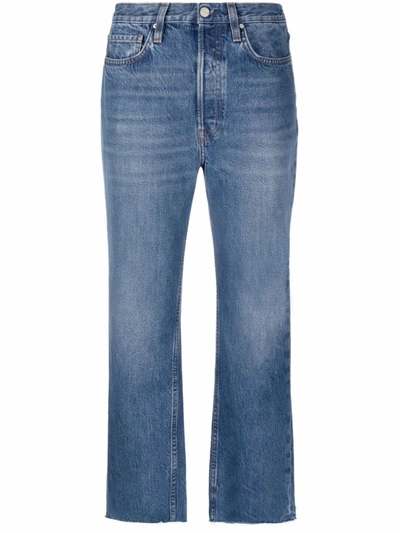 Shop Totême Blue Cropped Straight-leg Jeans