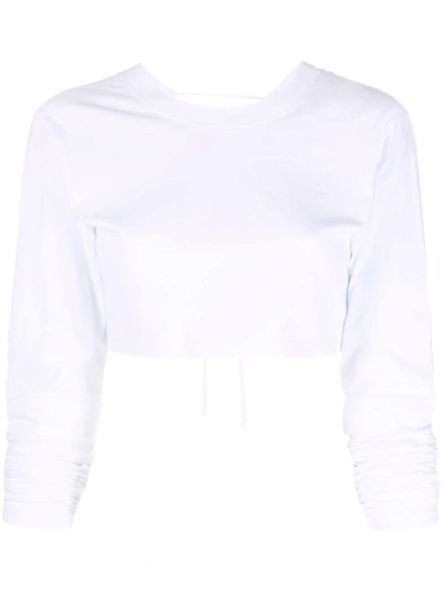 Shop Jacquemus Cropped Cut-out T-shirt In White