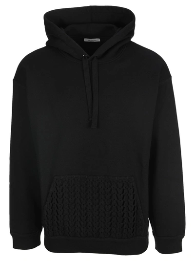 Shop Valentino Logo-jacquard Hoodie In Black