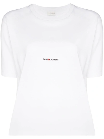 Shop Saint Laurent White Logo Print T-shirt