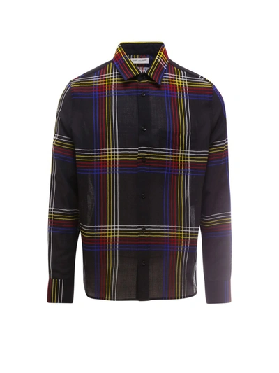 Shop Saint Laurent Wool Shirt In Multicolor