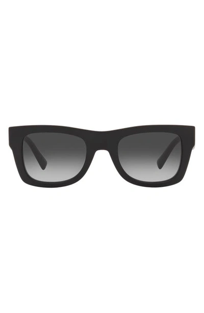 Shop Valentino Vltn 50mm Square Sunglasses In Matt Black/ Grey