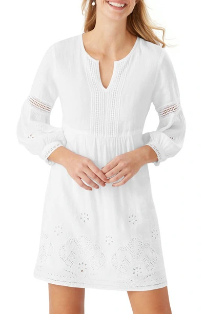 Shop Tommy Bahama St. Lucia Split Neck Linen Blend Cover-up Dress In White