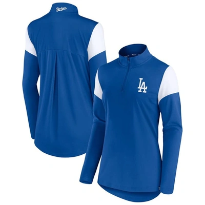 Shop Fanatics Branded Royal/white Los Angeles Dodgers Authentic Fleece Quarter-zip Jacket