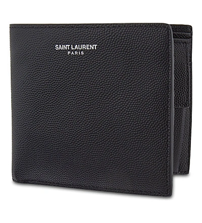 Shop Saint Laurent Grained Leather Billfold Wallet In Black