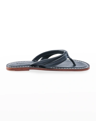 Shop Bernardo Miami Leather Slide Sandals In Navy