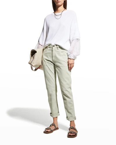 Shop Brunello Cucinelli Garment Dyed Straight-leg Jeans In C8621 Bamboo