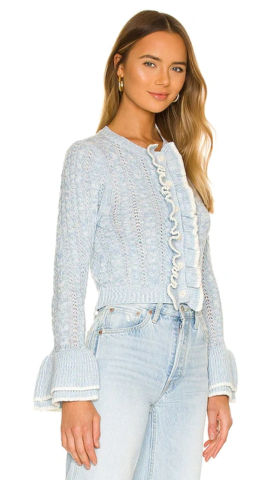 Tularosa Starlene Ruffle Cardigan In Baby Blue