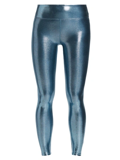 Shop Heroine Sport Women's Marvel Metallic Leggings In Titanium Blue