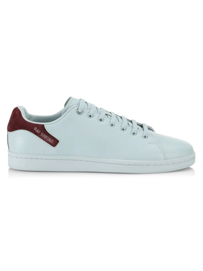 Shop Raf Simons Men's Orion Leather Sneakers In Light Blue