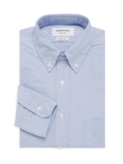 Shop Thom Browne Men's Classic Button-down Long-sleeve Dress Shirt In Light Blue