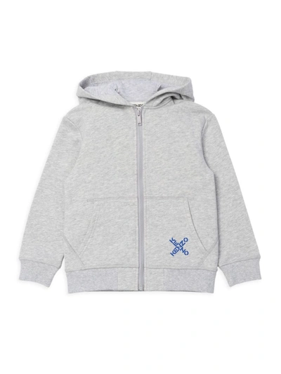 Shop Kenzo Little Boy's & Boy's X Logo Zip-up Hoodie In Light Grey