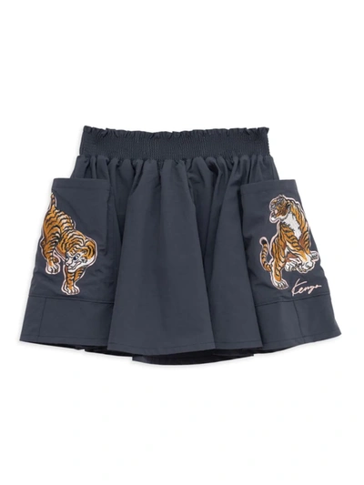 Shop Kenzo Little Girl's & Girl's Tiger Embroidered Skirt In Charcoal Grey