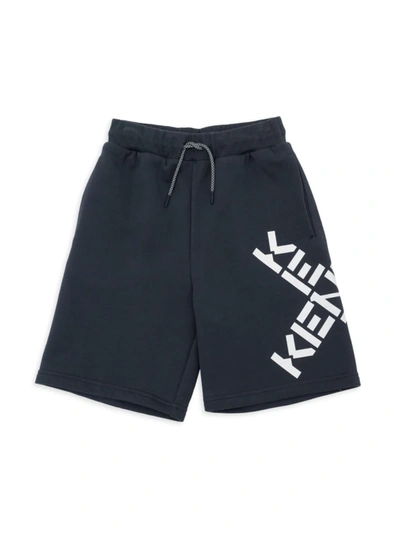 Shop Kenzo Little Boy's & Boy's Criss-cross Logo Jogger Shorts In Charcoal Grey