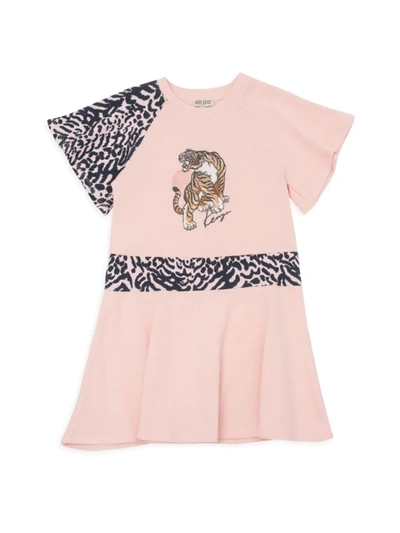 Shop Kenzo Little Girl's & Girl's Tiger Logo Animal Printed Dress In Pink