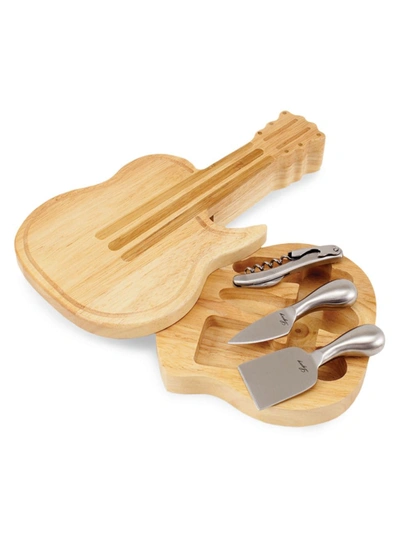 Shop Picnic Time Cheese Boards Guitar 4-piece Cheese Board & Tools Set In Bamboo