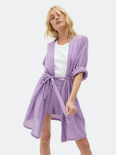 Shop Michael Stars Gizelle Gauze Robe In Purple