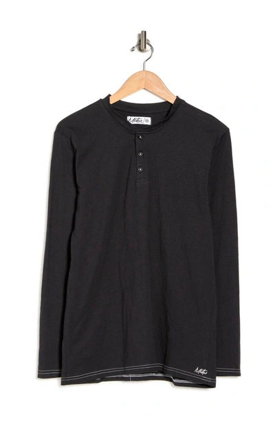 Shop Mister Slubbed Knit Long Sleeve Henley T-shirt In Black