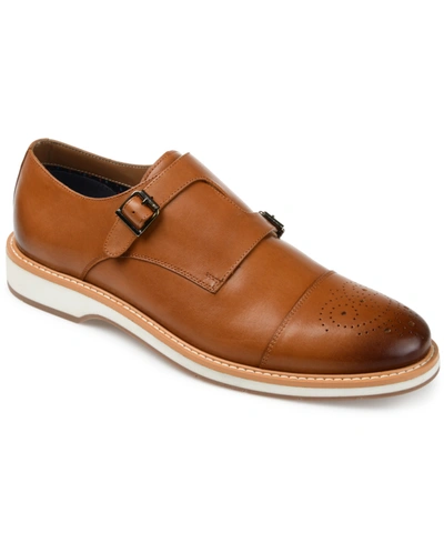 Shop Thomas & Vine Men's Ransom Cap Toe Monk Strap Dress Shoe In Cognac