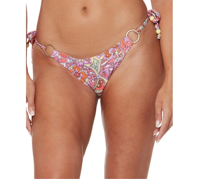 Shop Jessica Simpson Flower Child String Tie-side Bikini Bottoms Women's Swimsuit In Mandarin