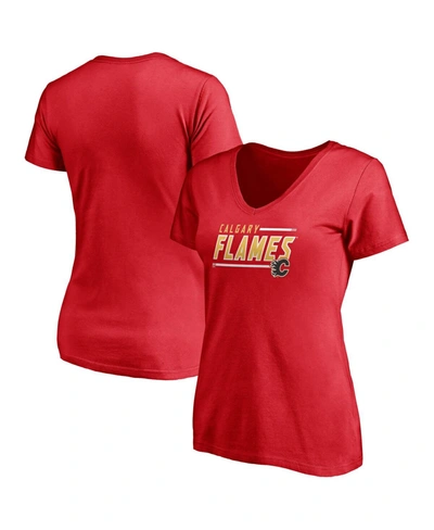 Fanatics Branded Red Calgary Flames Plus Size Mascot In Bounds V-neck T-shirt In Red