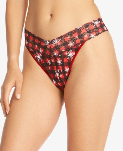 Shop Hanky Panky Original-rise Printed Lace Thong In Home For The Holiday