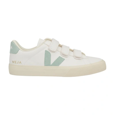 Shop Veja Recife Logo Chromefree Leather Sneakers In Extra White Matcha