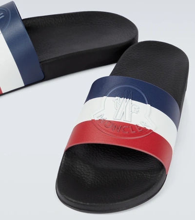 Shop Moncler Basile Rubber Slides In Black