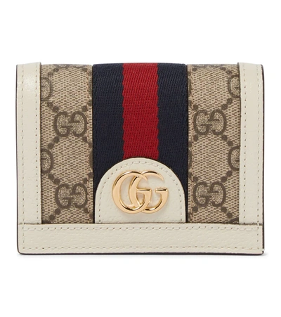 Shop Gucci Ophidia Gg Leather Wallet In B.eb/m.white/brb