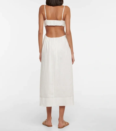 Shop Zimmermann Rosa Linen Midi Dress In Ivory