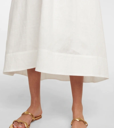 Shop Zimmermann Rosa Linen Midi Dress In Ivory