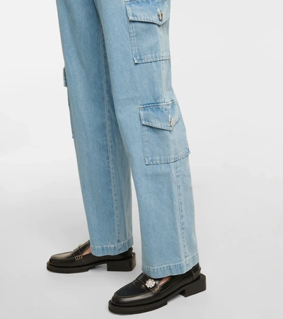 Shop Staud Easton High-rise Wide-leg Jeans In Light Wash