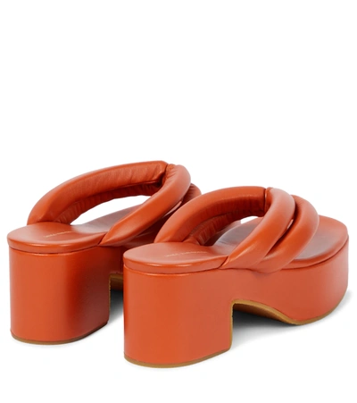 Shop Dries Van Noten Leather Platform Thong Sandals In Vermillion