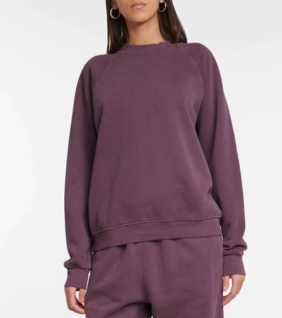 Shop Les Tien Crewneck Cotton Sweatshirt In Rasperry