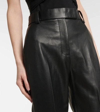 Shop Khaite Melie Leather Cropped Pants In Black