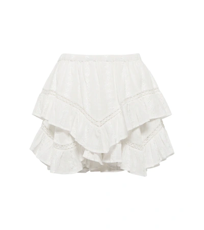 Shop Isabel Marant Étoile Jocadia Embroidered Gauze Miniskirt In White