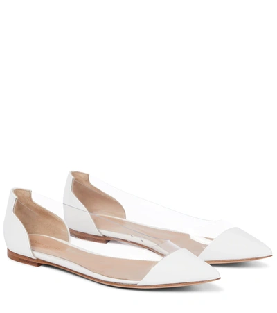 Shop Gianvito Rossi Plexi Leather And Pvc Ballet Flats In White+trasp