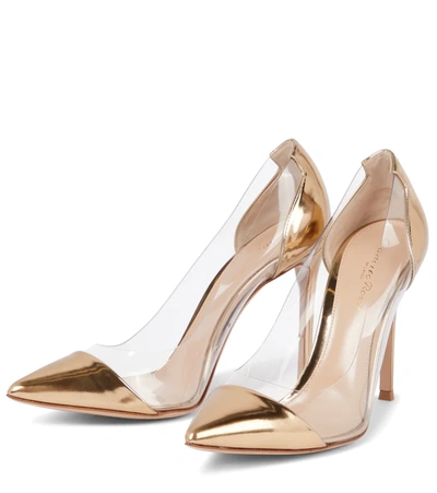 Shop Gianvito Rossi Plexi 105 Leather And Pvc Pumps In Mekong+trasp