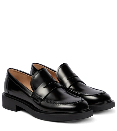 Shop Gianvito Rossi Harris Leather Loafers In Black