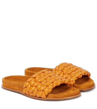Shop Chloé Kacey Leather Slides In Saffron Orange