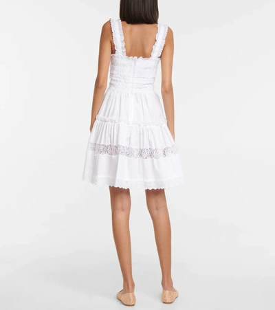 Shop Dolce & Gabbana Broderie Anglaise Cotton Minidress In Bianco