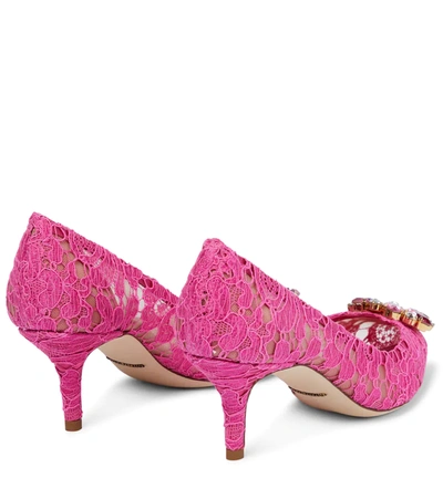 Shop Dolce & Gabbana Bellucci 60 Embellished Lace Pumps In Fuxia