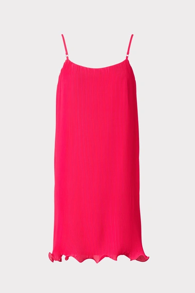 Shop Milly Wilhemina Pleated Mini Dress In Pink