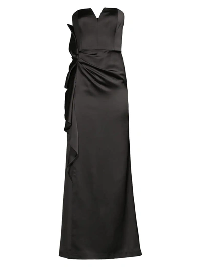 Shop Aidan Mattox Women's Strapless Sweetheart Flare Gown In Black